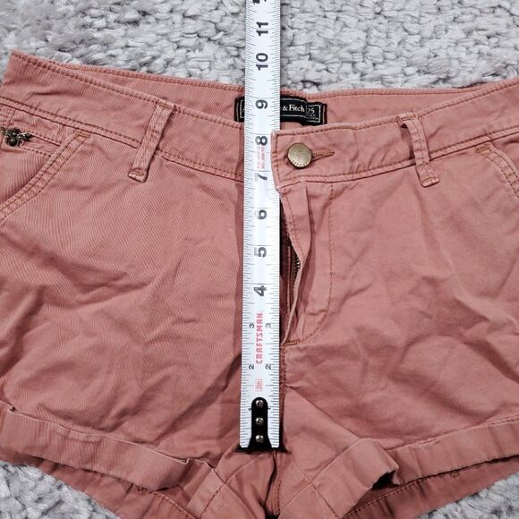 Abercrombie Low Rise Y2K Style Chino Shorts Pink Stretch Shortie Size 25 - Picture 12 of 13